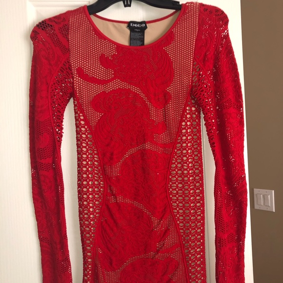 Red Lacy short dress from BEBE - Picture 5 of 6